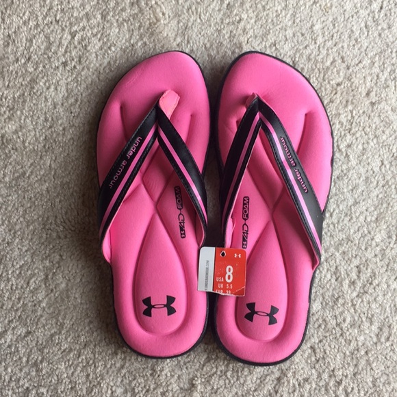 under armour pink flip flops